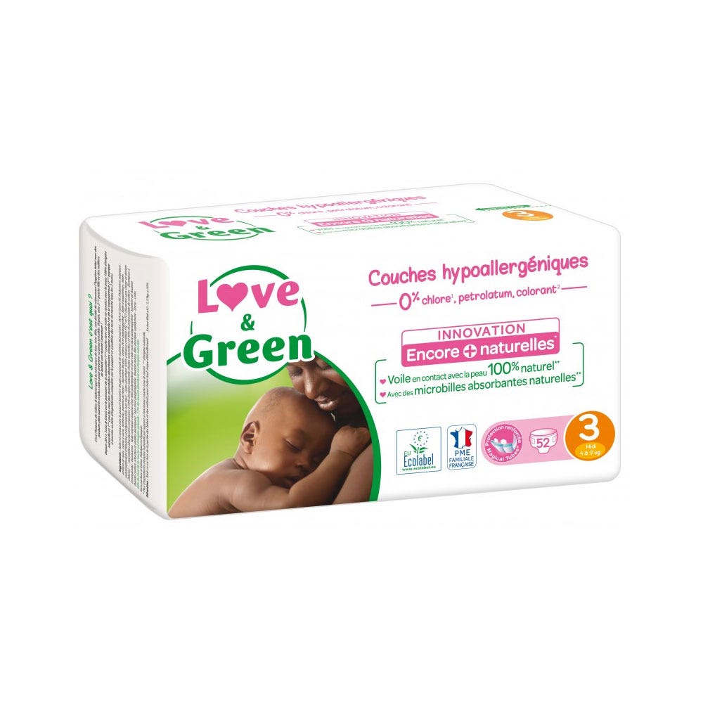 Love&Green Hypoallergenic nappies Size 3 4 to 9kg x52 Easypara