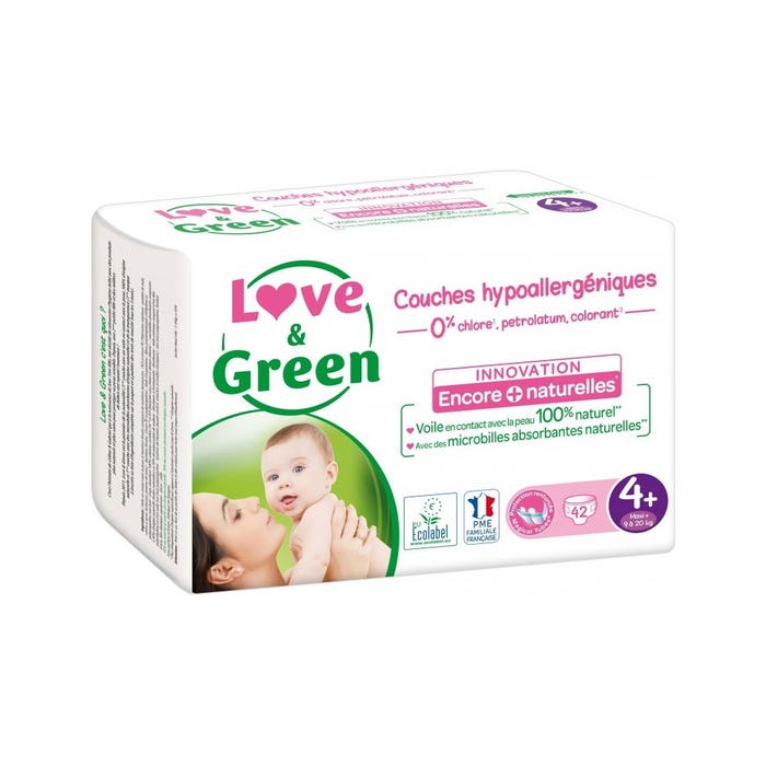 Love&Green Hypoallergenic nappies Size 4+ 9 to 20kg x42