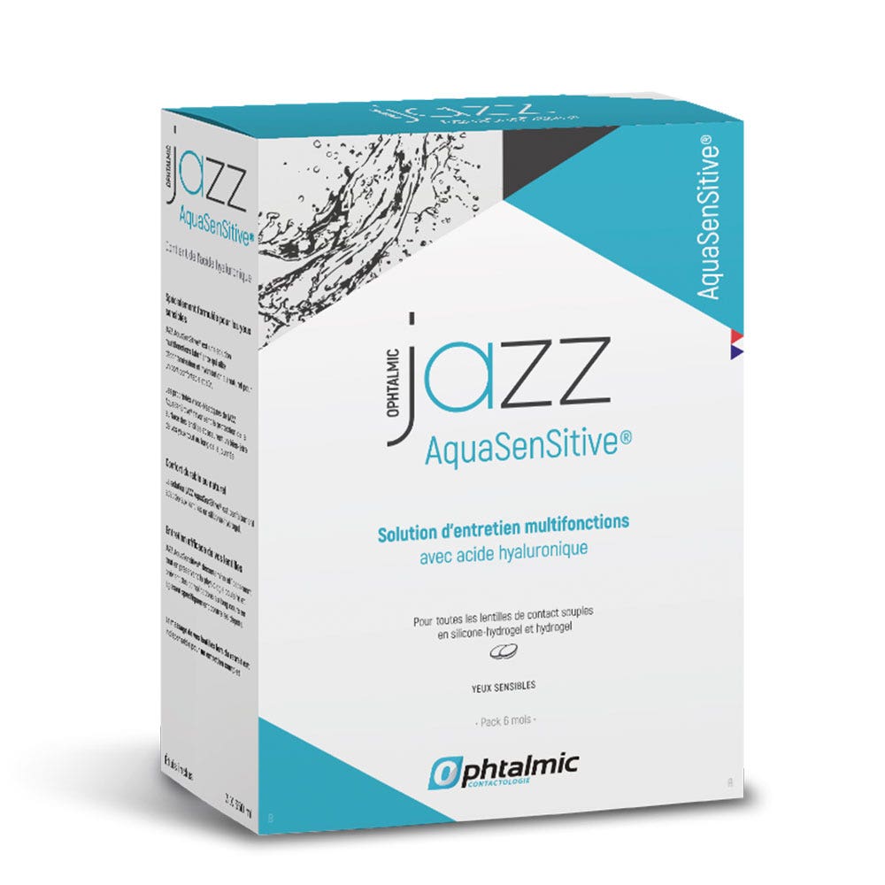 Ophtalmic AquaSensitive Jazz multi-purpose solution for all types of soft lenses 3 x 350 ml