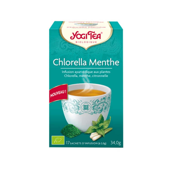 Chlorella Mint 17 Organic Ayurvedic Herbal Teas Bags Yogi Tea