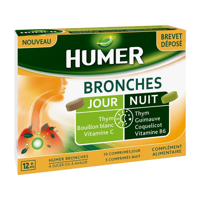 Humer Tab Humer Bronchial tubes Day Night 15 tablets - Easypara