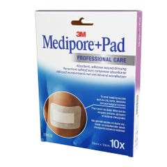 3M Medipore Medipore + Pad 10 Plasters 10cm X 10cm +Pad x10