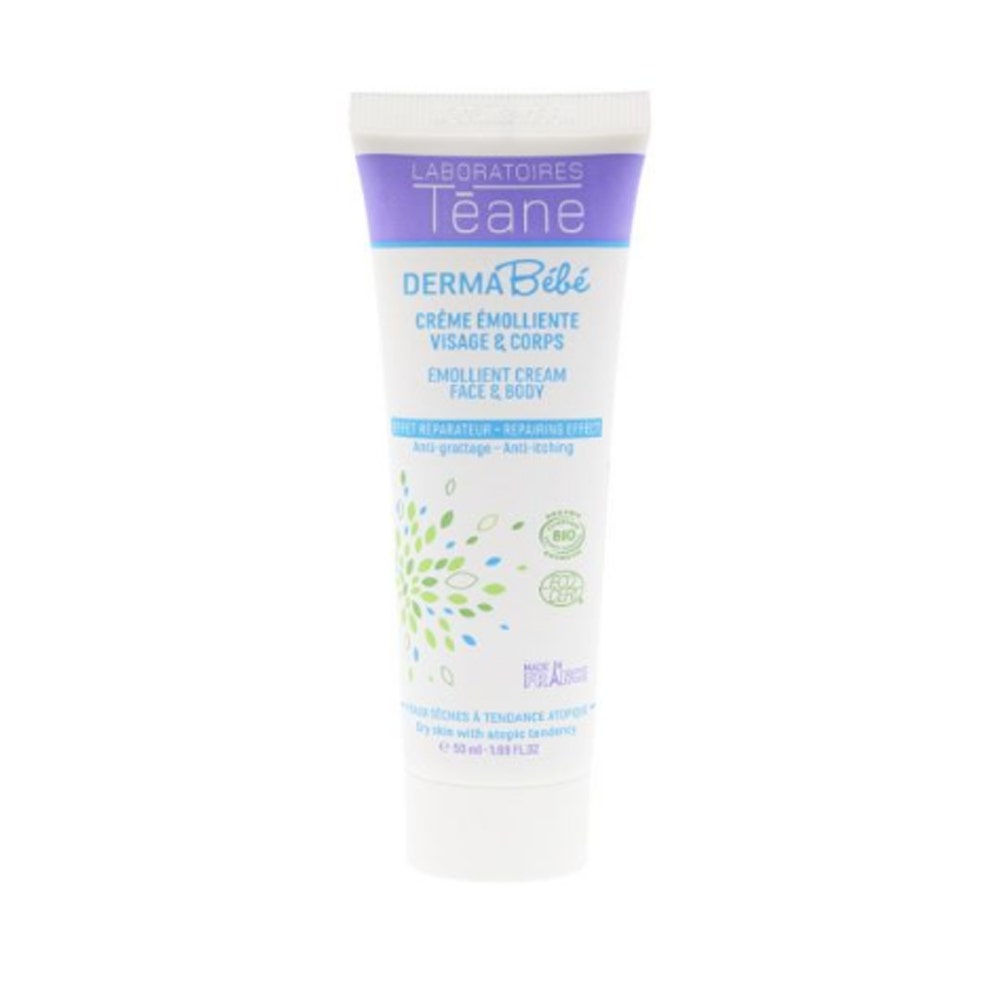 Laboratoires Teane DermaBebè Organic Emollient Cream Face and Body Peau atopique 50ml
