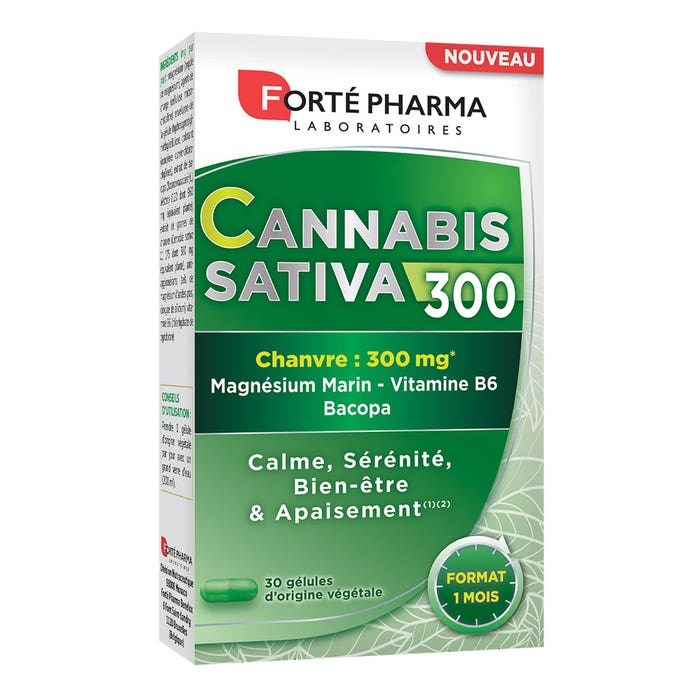Cannabis Sativa 300 30 capsules Hemp, Magnesium and Vitamin B6 Forté Pharma