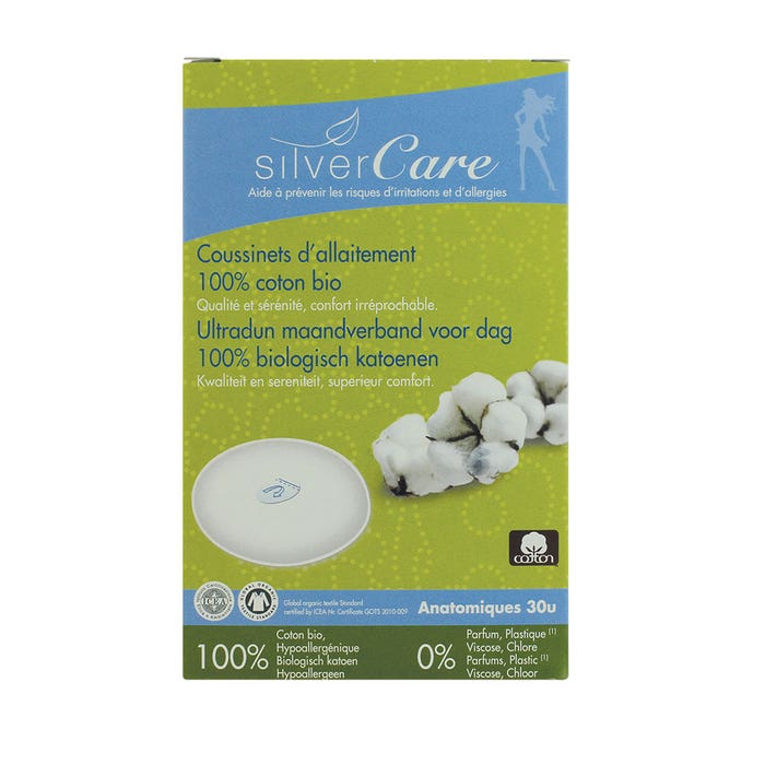 Organic cotton milk feeding pads x30 Silver Care