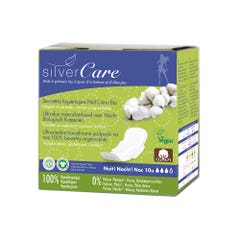 Silver Care Night sanitary towels in organic cotton x10