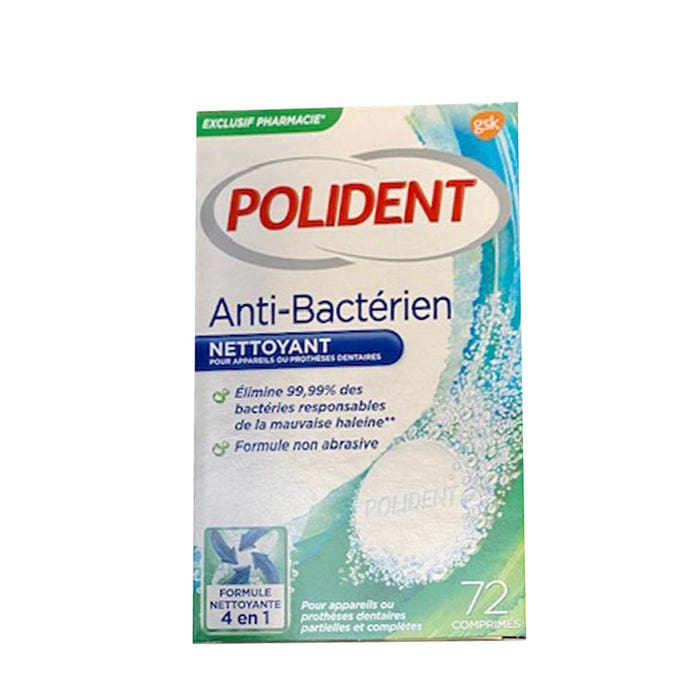 4 In 1 Anti-Bacterial Cleanser For Dental Appliances And Prostheses 72 Tablets Polident