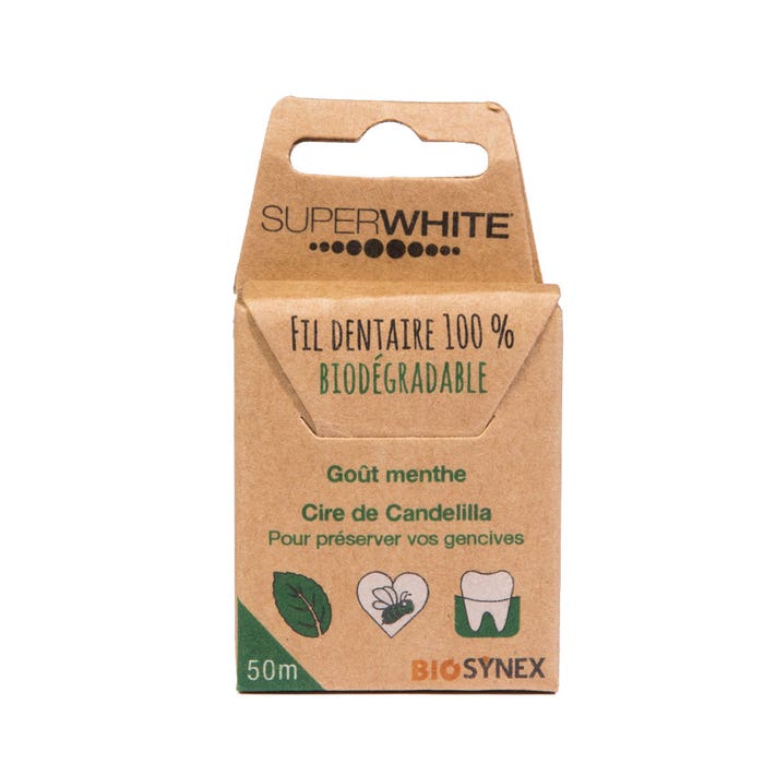 100% biodegradable dental floss 50m Mint flavour Biosynex