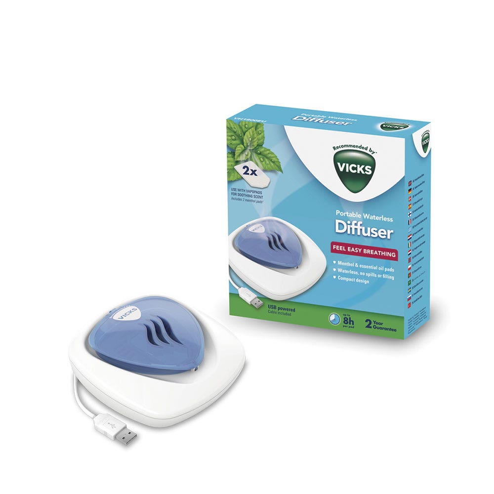Vicks VH1800 Portable Waterless Diffuser Menthol 2 refills