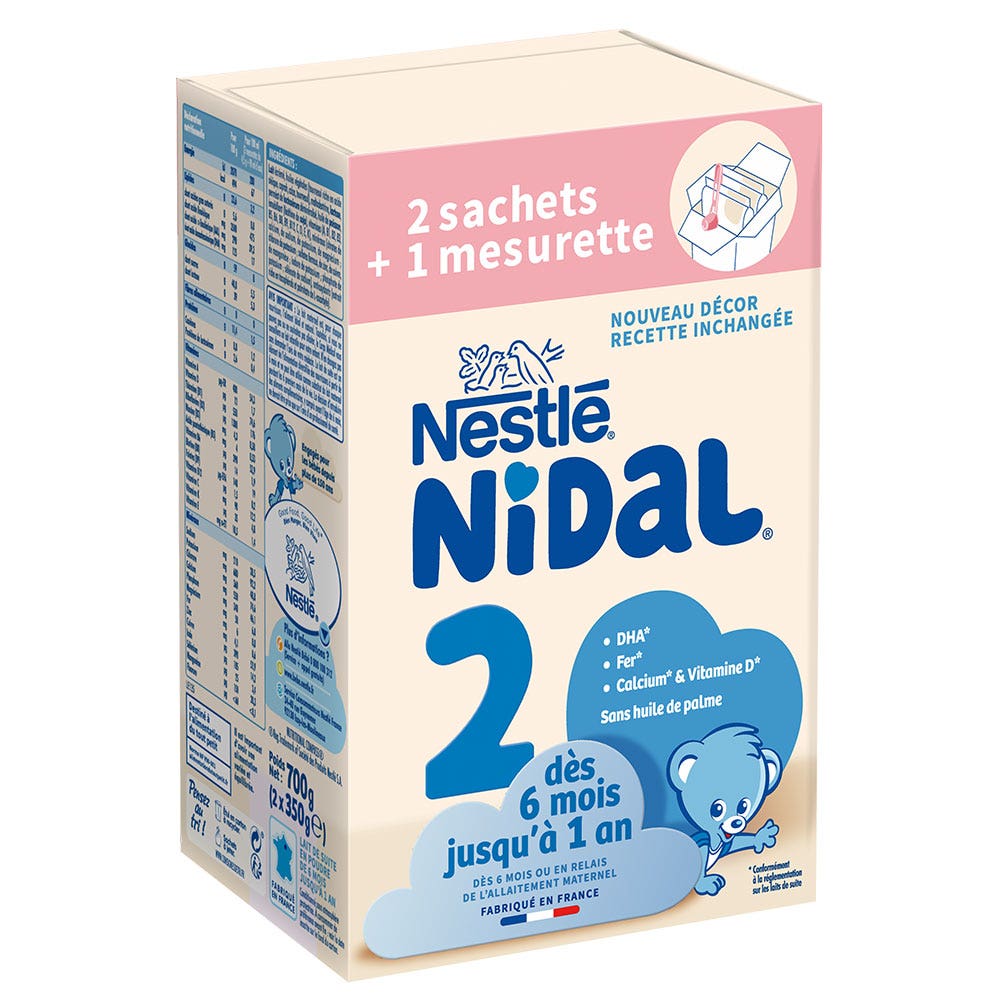 Nestlé Nidal Milk Powder 2 + Measuring Scoop 6-12 Months 2 x 350 g ...