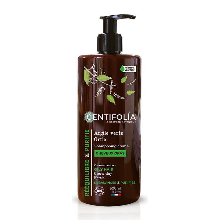 Nettle Green Clay Oily Hair Cream Shampoo 500ml Shampooings Centifolia