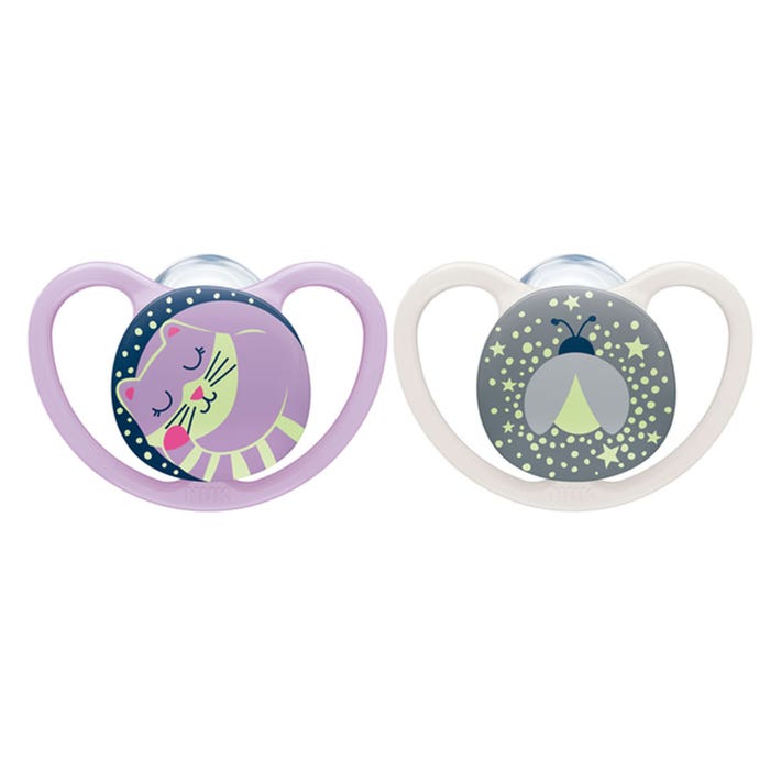Physiological soothers x2 Space Night 6 to 18 months Nuk