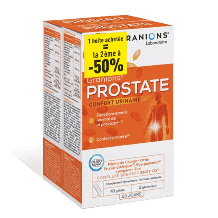 Prostate 40 Capsules Urinary Comfort 2x40 gélules Granions