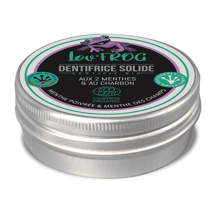 Toothpaste Solide With 2 Mints & Activated Charcoal Organic Certified 50g Lov'Frog