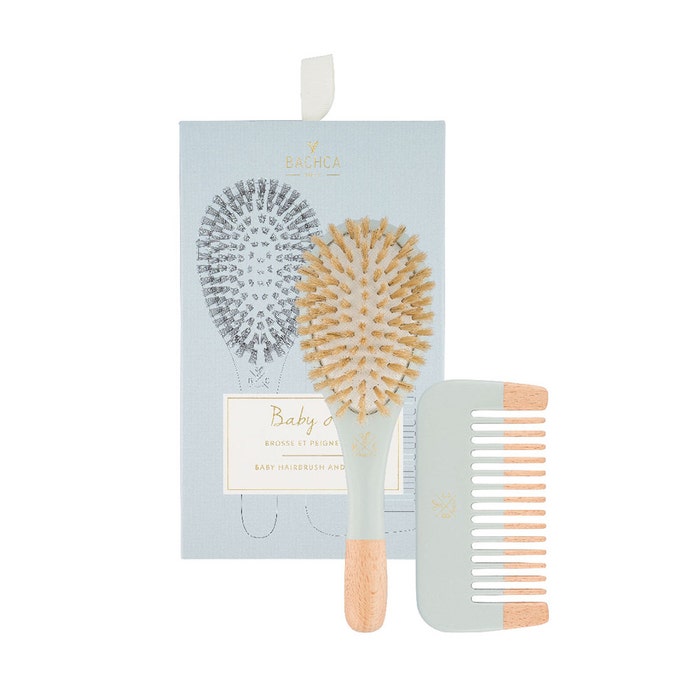Bachca Baby Kit Blue 100% wild boar brush small model + wooden comb