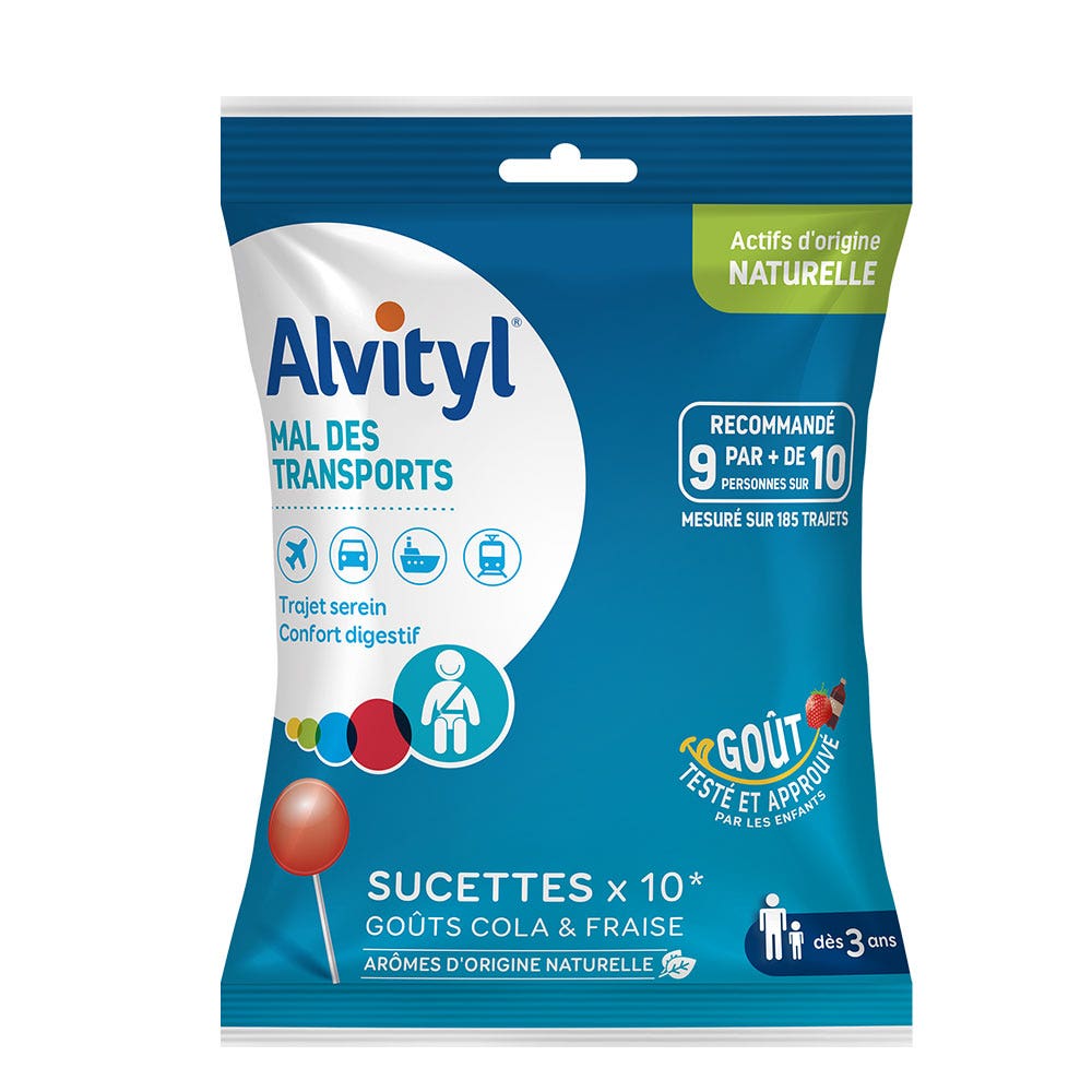 Alvityl Motion sickness Cola and Strawberry 10 lollipops Easypara
