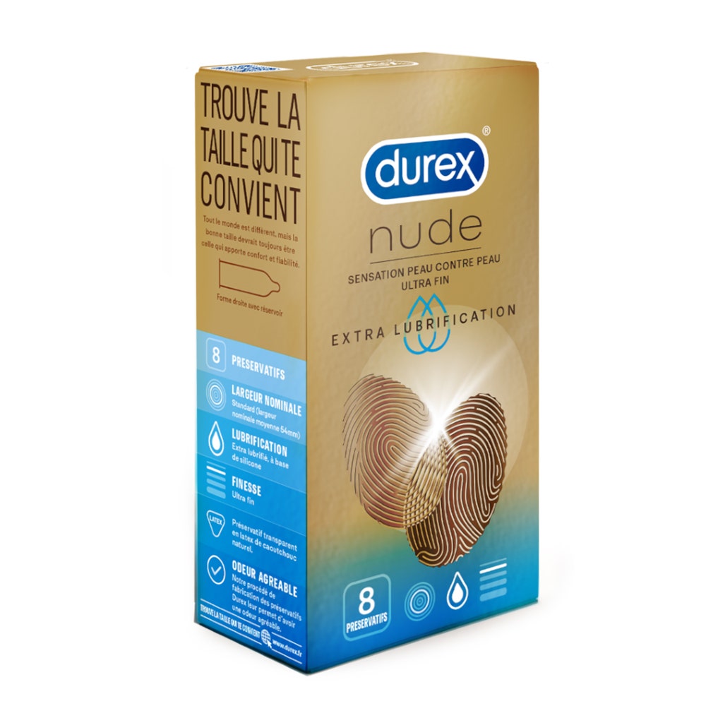 Durex Nude Condoms Extra Thin And Lubricated x8