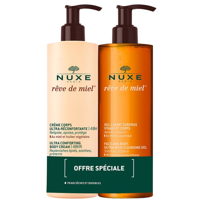 Ultra-Comforting Body Cream + Wash 400ml x 2 Reve De Miel Nuxe