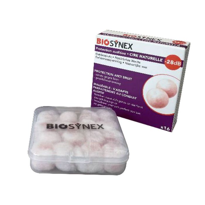 Natural wax hearing protection x16 Biosynex
