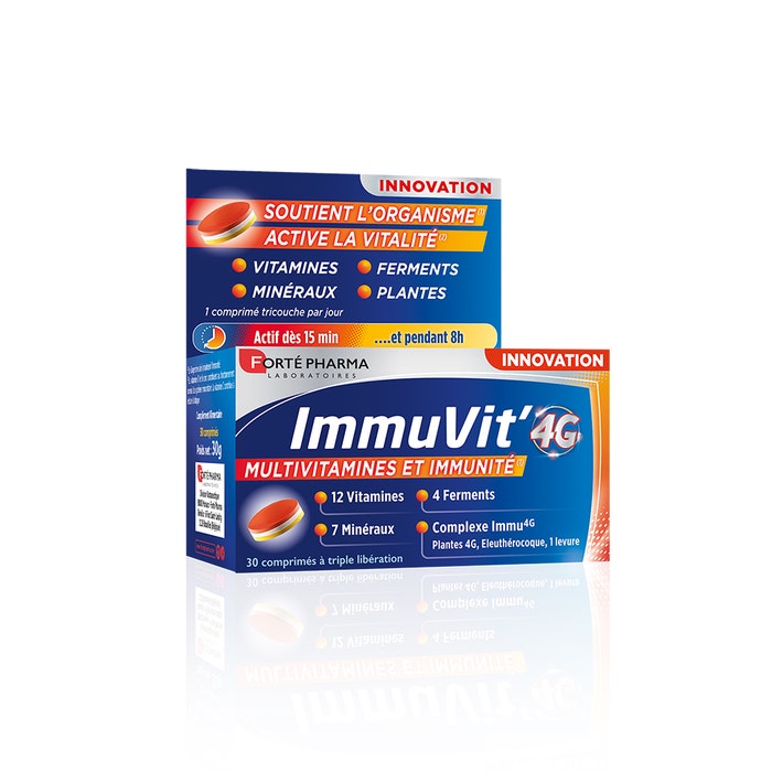 Vitamins Minerals and Ferments 30 tri-layer tablets ImmuVit'4G Forté Pharma