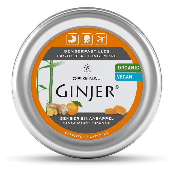 Ginjer Pastilles Ginger Orange Flavour 40g Ginjer® Lemon Pharma