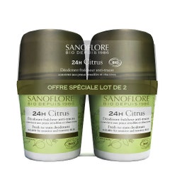 Sanoflore Deodorants 24h Organic Roll-on Vent De Citrus 2x50ml