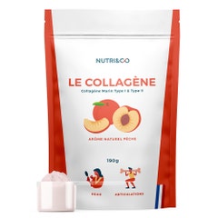 NUTRI&CO Patented Marine Collagen Types 1 & 2 Powder Firm Skin Peach Flavour 190g