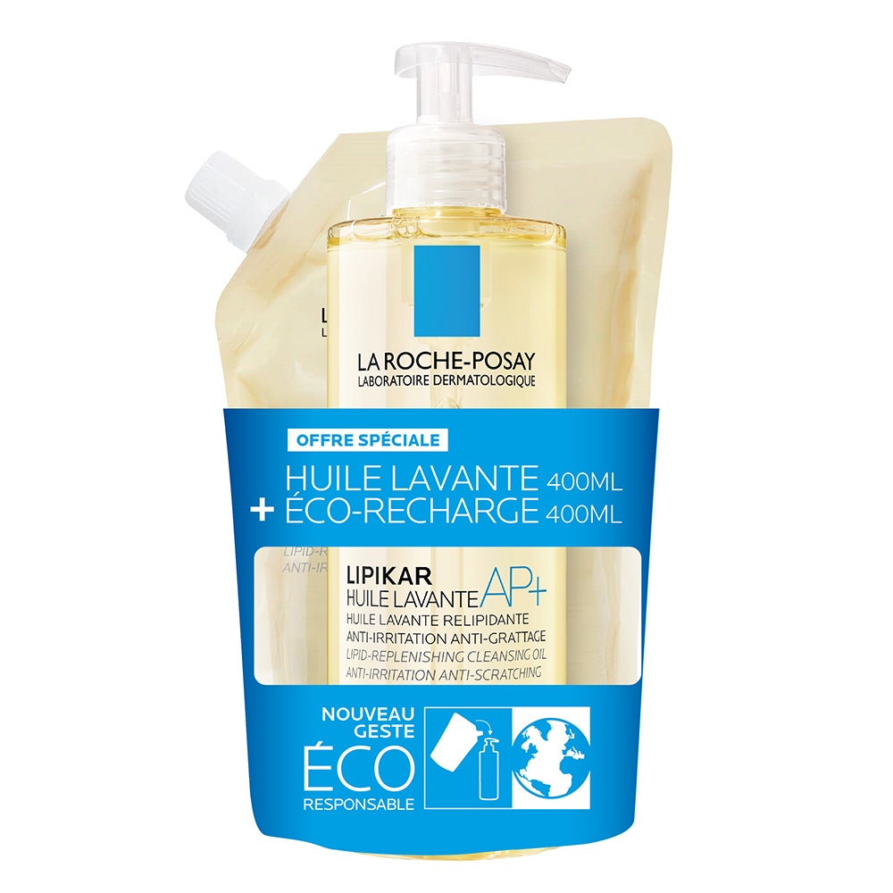 La Roche-Posay Lipikar Huile Lavante Relipidante Anti-Irritations + its Eco-Refill + Its Eco-Recharge 2x400ml