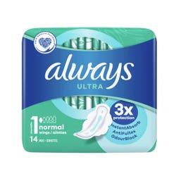 Always Ultra Hygienic pads with wings X14