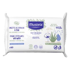 Mustela Organic Water-based cotton wipes x60