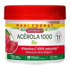 Organic Acerola 1000 Chewable 60 tablets Vitamine C Naturelle Superdiet