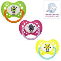Anatomical Silicone Pacifier With Ring Fluo Monsters Collection From 18 Months Dodie