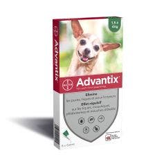 Advantix Very Small Dogs 1.5 - 6 Pipettes / 6 pipettes de 0,4ml Advantix