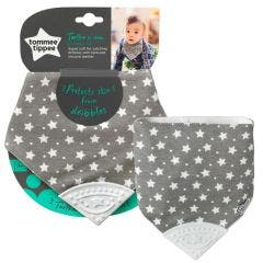 Teething Bib Grey Colour With Stars From 3 Months Tommee Tippee