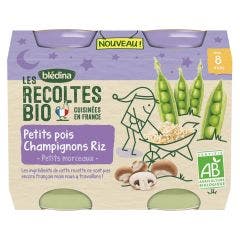 Bébé Night Petit Pois Champignons Riz Bio 2x200g Les Recoltes Bio From 8 months Bledina Blédina