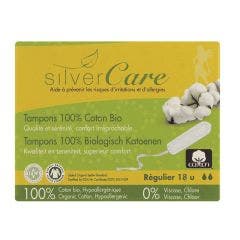 Organic Cotton Tampons 100% X18 x18 Sans applicateur Silver Care