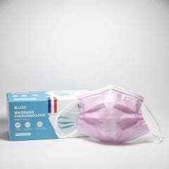 Pink Surgical facemasks 3 folds x50 Marquage CE - Norme EN14683-2019 TYPE IIR Unir