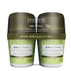 24h Organic Roll-on Vent De Citrus 2x50ml Deodorants Sanoflore