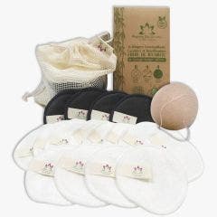 Washable and reusable Make-up Removers Bamboo Fibre + Free Konjac Sponge x16 Pharma Bio Univers
