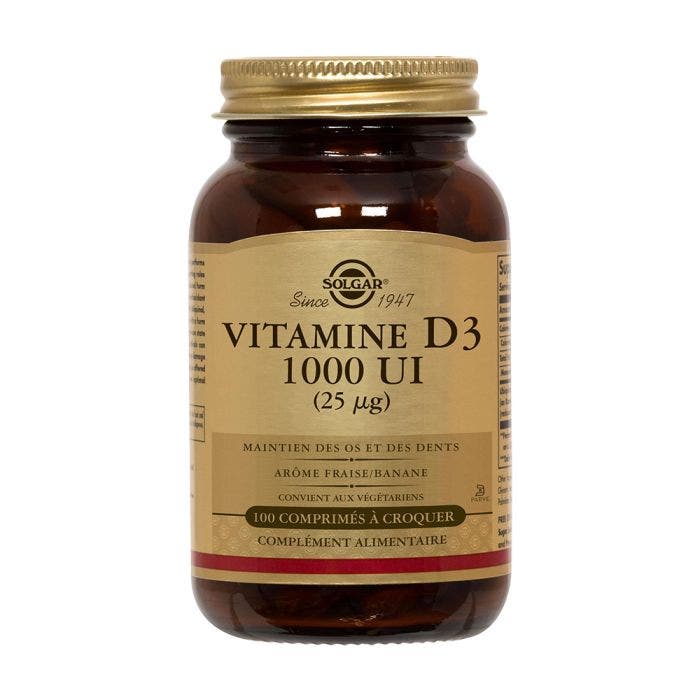 Vitamine D3 1000 Ui 100 Tablets - Solgar - Easypara