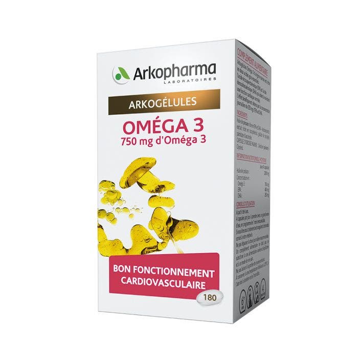 Omega 3 180 Capsules Cardiovascular Function Arkogelules Arkogélules 180  Capsules- Arkopharma - Easypara
