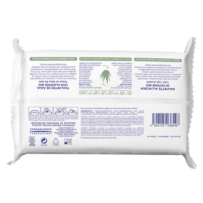 Organic Water Based Cotton Wipes X60 Mustela Easypara